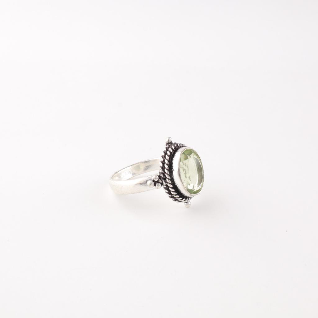 Green Amethyst Gemstone 925 Stamped Silver Jewelry Handmade Ring Engagement Gift RR-9-45