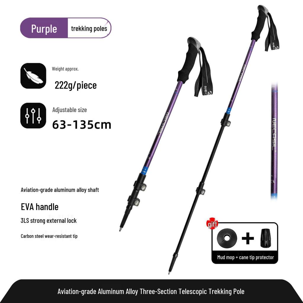 Newcastle Aluminum Hiking Poles - 3-Section Telescopic with External Lock for Outdoor Adventure