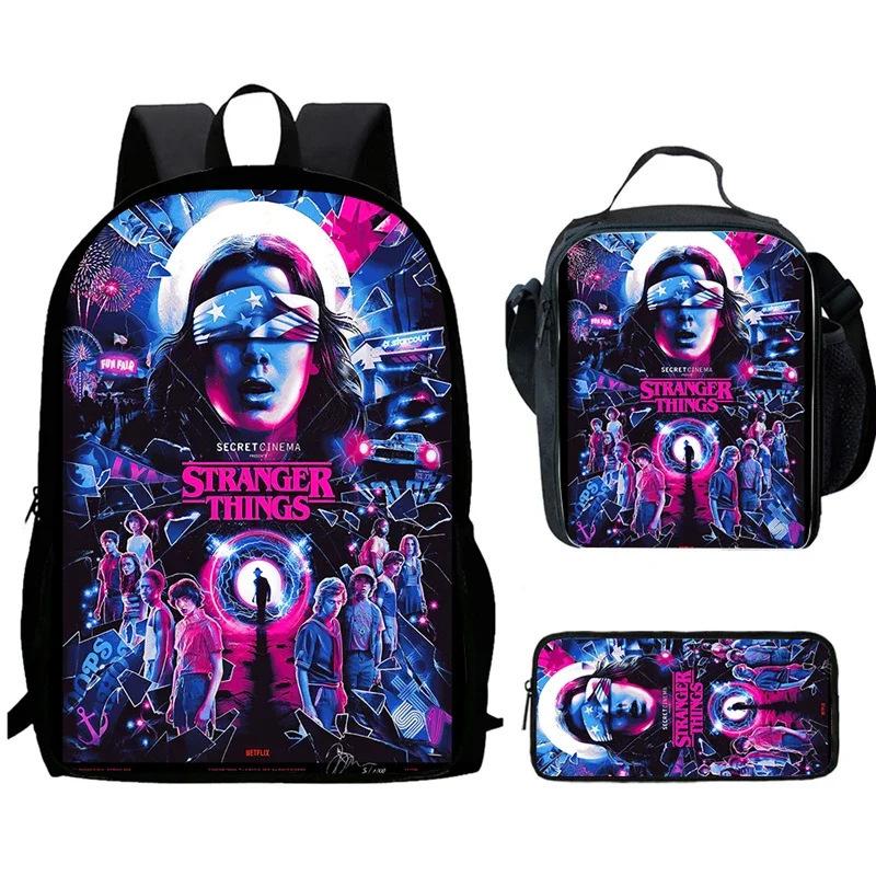 Strangertings Stranger Things Student School Bag Children'S Backpack Satchel Pencil Case