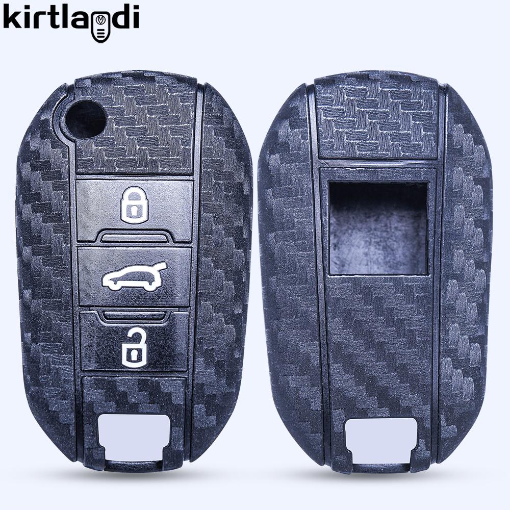 

Силиконовый чехол для ключа автомобиля из углеродного волокна для Peugeot 208 3008 308 2008 для Opel Corsa F Grandland X Citroen C4 C2 C3 C5 Aircross чехол