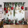 Set Of 2 Flat Printing Fashionable Christmas Curtains Digital Printed Polyester Drapes Non Fading Festive Use Curtain