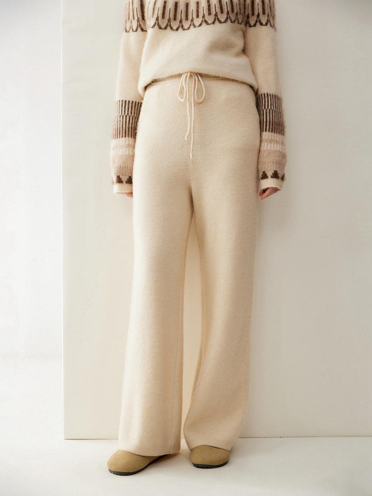 Luxury Soft Cashmere Wide-Leg Knit Pants for Women