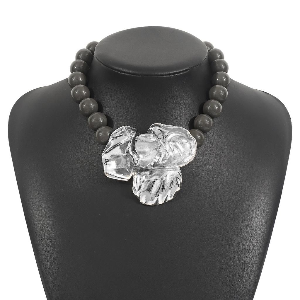 Tooxika Exaggerated Personality Flower Pendant Necklace Women Sweet Atmosphere Multi-coloured Beaded Necklace