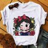 Disney Princess Graphic Anime Cartoon Snow White Cute Style Fun Print Cotton Tshirt Women Fashion Summer Cotton Couple Top