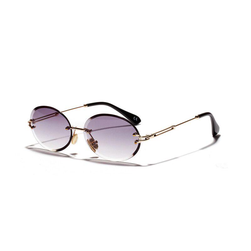 Women Rimless Sun Glasses Vintage Oval Sunglasses Fashion Gradient Glasses for Women Sunglasses