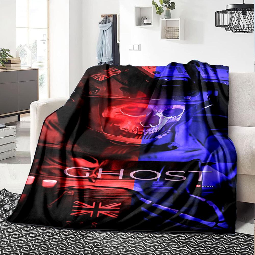 Simon Ghost Print Flannel Blanket High Quality Warm Comfortable Cover for All Seasons Perfect for Gifts Home Decor