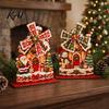 Holiday Seasonal Room Decor Christmas Windmill Wooden Ornament, Decorative Craft with Rotating Ornament Blades, Handmade Figurine for Home Tabletop
