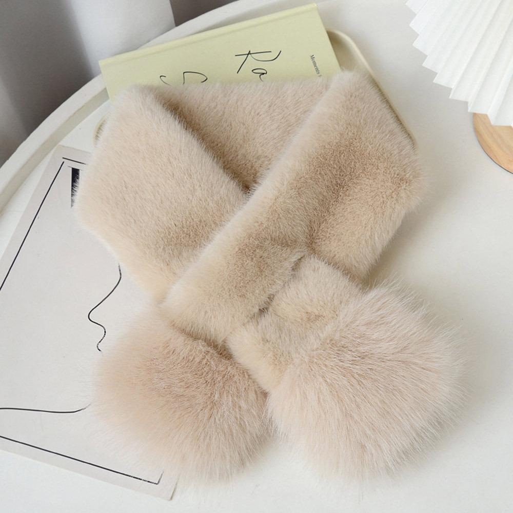 Winter Warm Solid Color Korean Winter Scarf Faux Mink Fur Soft Neck Collar Warmer Soft Plush Warm Neck Warmer Fashion Accessory