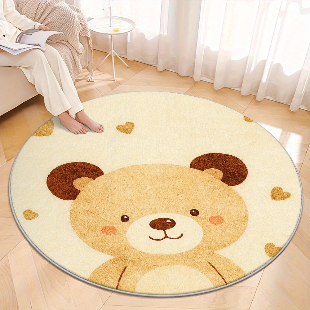 Cartoon Bear Imitation Cashmere Anti-Slip Floor Mat - Stain & Wear Resistant, Easy-to-Clean for Bathroom/Kitchen.
