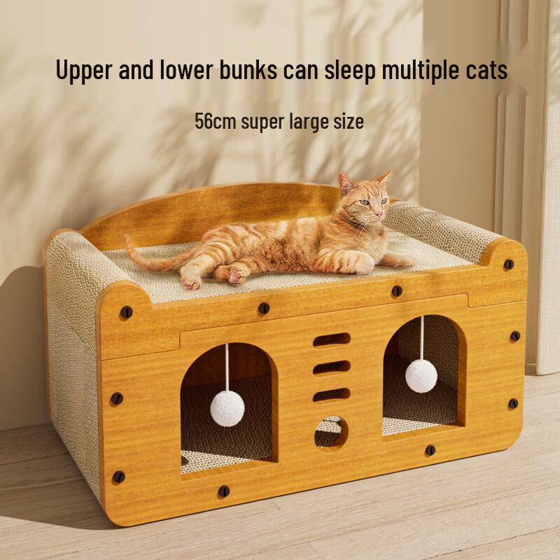 Scratch-Resistant Cat House with Integrated Scratching Board