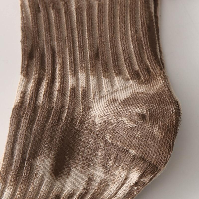 Japanese Women Y2K Graffiti Tie Dye Cotton Crew Socks Harajuku M Letter Ribbed Knit Skateboard Middle Tube Calf Socks