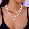 Multilayer Imitation Pearl Polymer Clay Beads Necklace for Women Bohemian Starfish Conch Shell Choker Chain Summer Jewelry Gift