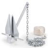 Fluke Style Anchor Kit, 13 LBS Hot-Dipped Galvanized Steel Fluke Anchor with 7.9' Chain, 101' Rope and Two 0.4" Shackles, Marine Boat Anchor for Small