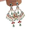 Retro Court Style Colored Flash Diamond Fringed Earrings Women's New Heavy Industry Temperament High-end Fashion Earrings