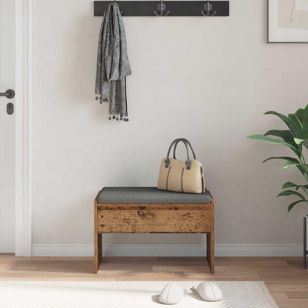 Hallway Bench with Cushion Reclaimed Wood Look 63 x 38 x 40 cm