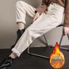 High-Waisted Khaki Harem Jeans - Women's 2025 Slimming Velvet-Lined Carrot Pants for Autumn/Winter