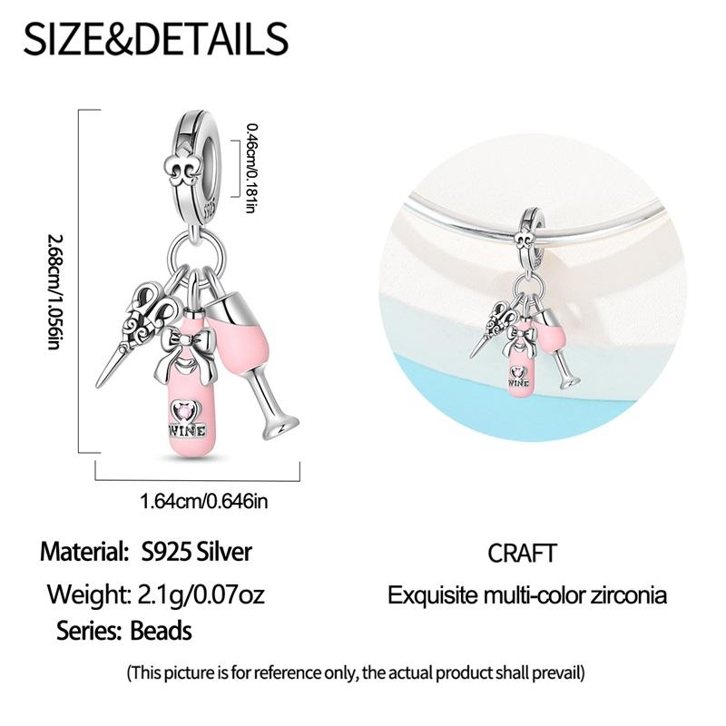 Romantische Geschirrkollektion Kupfer Weinglas Teller Anhänger Passend für Original Charm Armbänder Frauen DIY Schmuck Geschenk