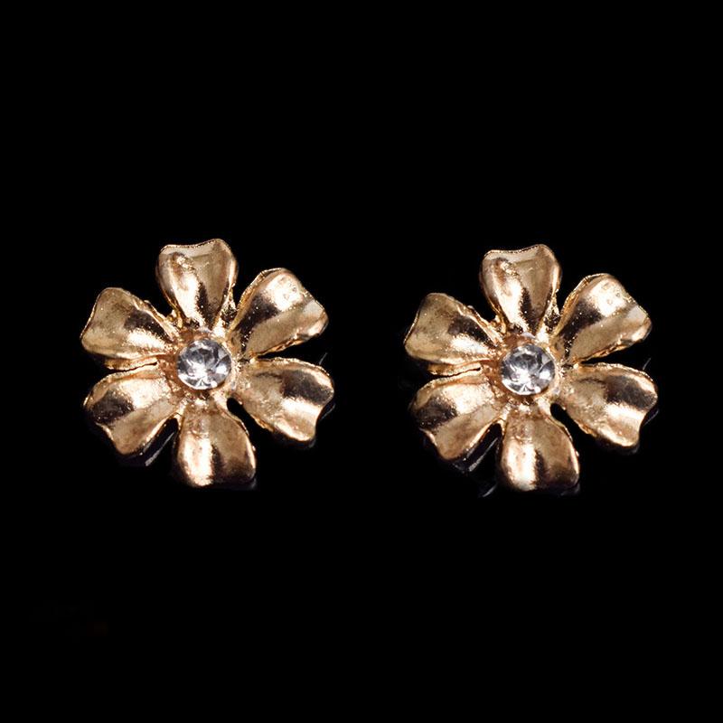 

Engood 100Pcs 13mm Rhiestones Flower Button Sewing Trim & Embellishment Craft Buckle DIY Clothes Collar Hair Jewelry Accessories золотий