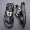 Fashion Men's Sandals 2025 Summer Fashion Beach Shoes Men Driving Outwear Sandals Trendy Leather Soft Sole Anti Slip Man Slippers