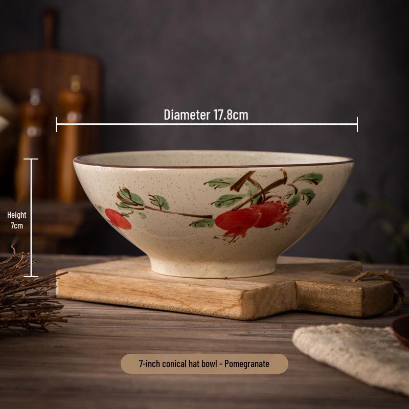 Vintage Ink Wash Ceramic Dòulì Noodle Bowl - High-Footed Underglaze Tableware for a High-End, Unique Feel.
