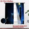2D Flat Printing 2pcs Party Curtains Black Cat Reaching for Star Digital Printed Polyester Drapes Festive Curtains Use for