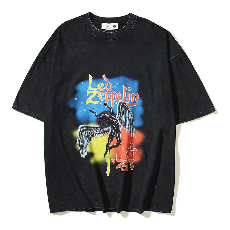 Meichao VTG Manson Makes Old Vintage Prints SAINT Guns and Flowers FOG Short-sleeved Men's and Women's T-shirts of the Same Style
