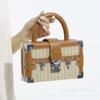Woven straw bag women's 2025 new niche design messenger bag summer versatile high-end portable small square bag