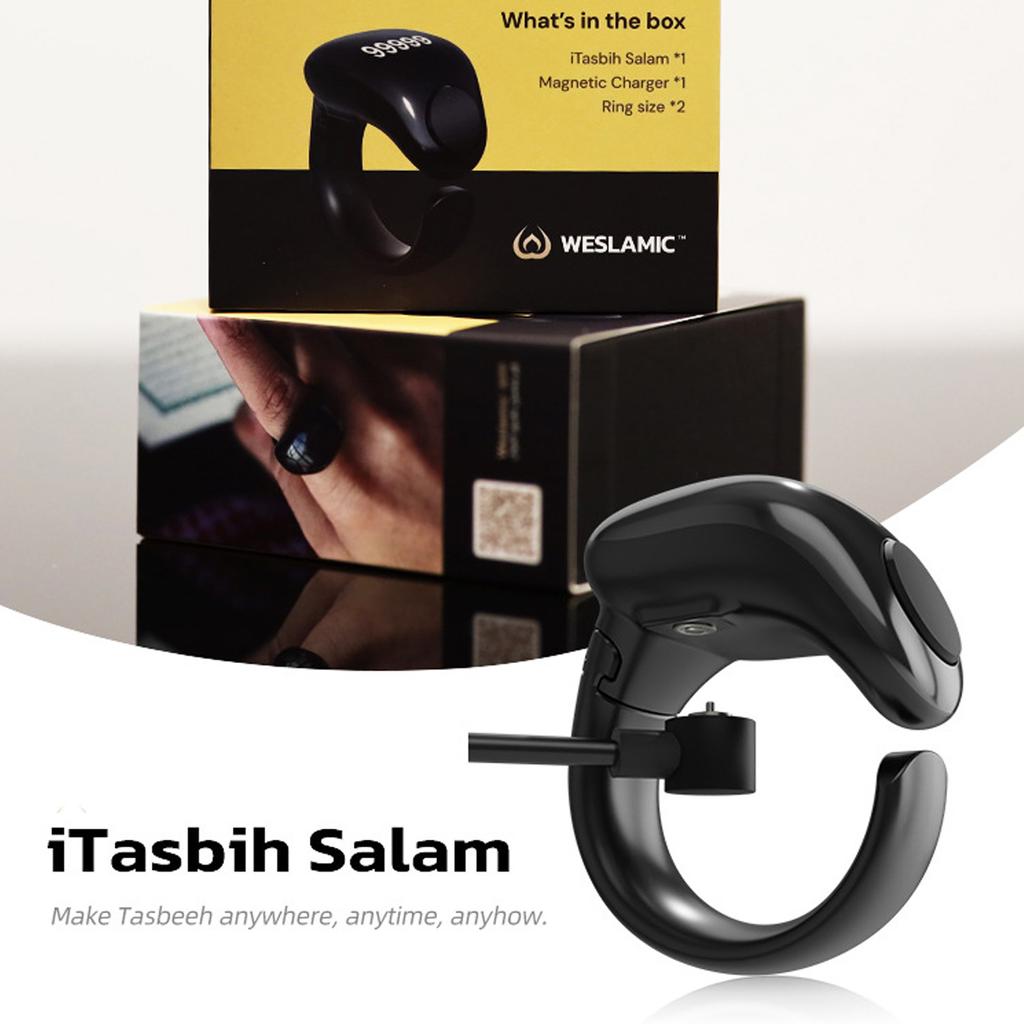 Digital Counting Ring for Prayers Waterproof Digital Tasbih Rounter with 9999 Count ABS Wearable