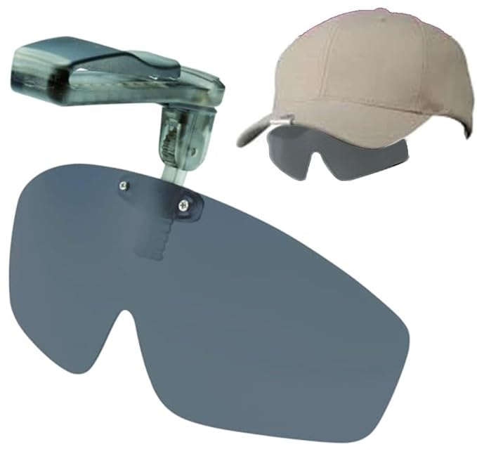 

Polarized cap shader worn over glasses [Adventure King] sunglasses, clip-on, flip-up, overglasses, BS06, (polarized lenses gray)