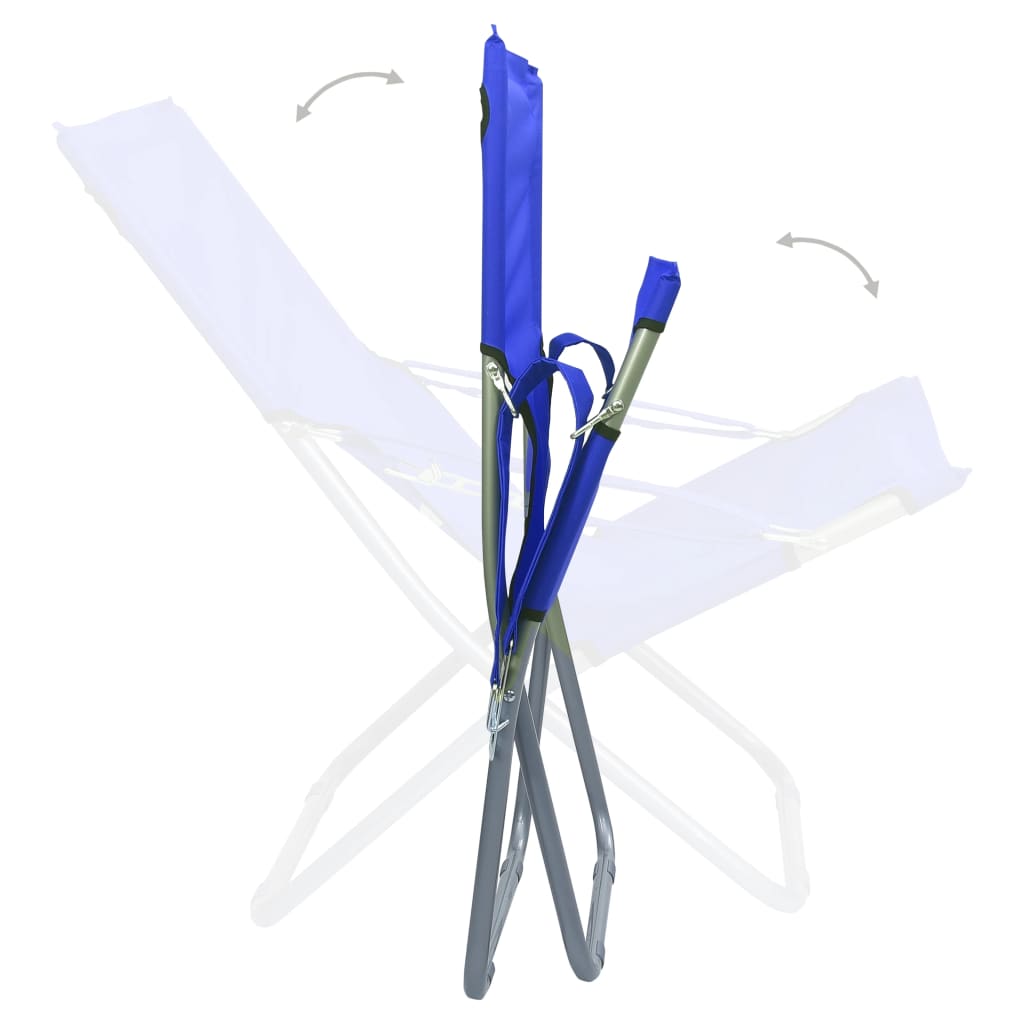 Folding Beach Chairs 2 pcs Blue Fabric