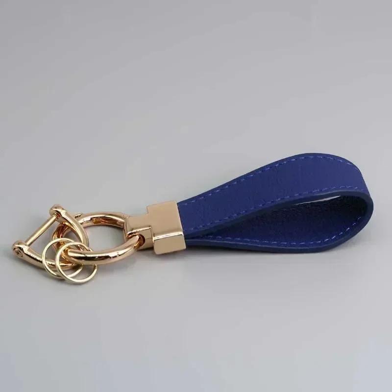 PU Leather Car Keychain Men's and Women's Bag Anti Lost Key Ring Waist Hanging Retro Laser Engraving Customized Keyring Gift