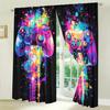 2pcs Colorful Ink Splash Gamepad Curtains   Sunshade and Privacy-protecting Pole-type Curtains