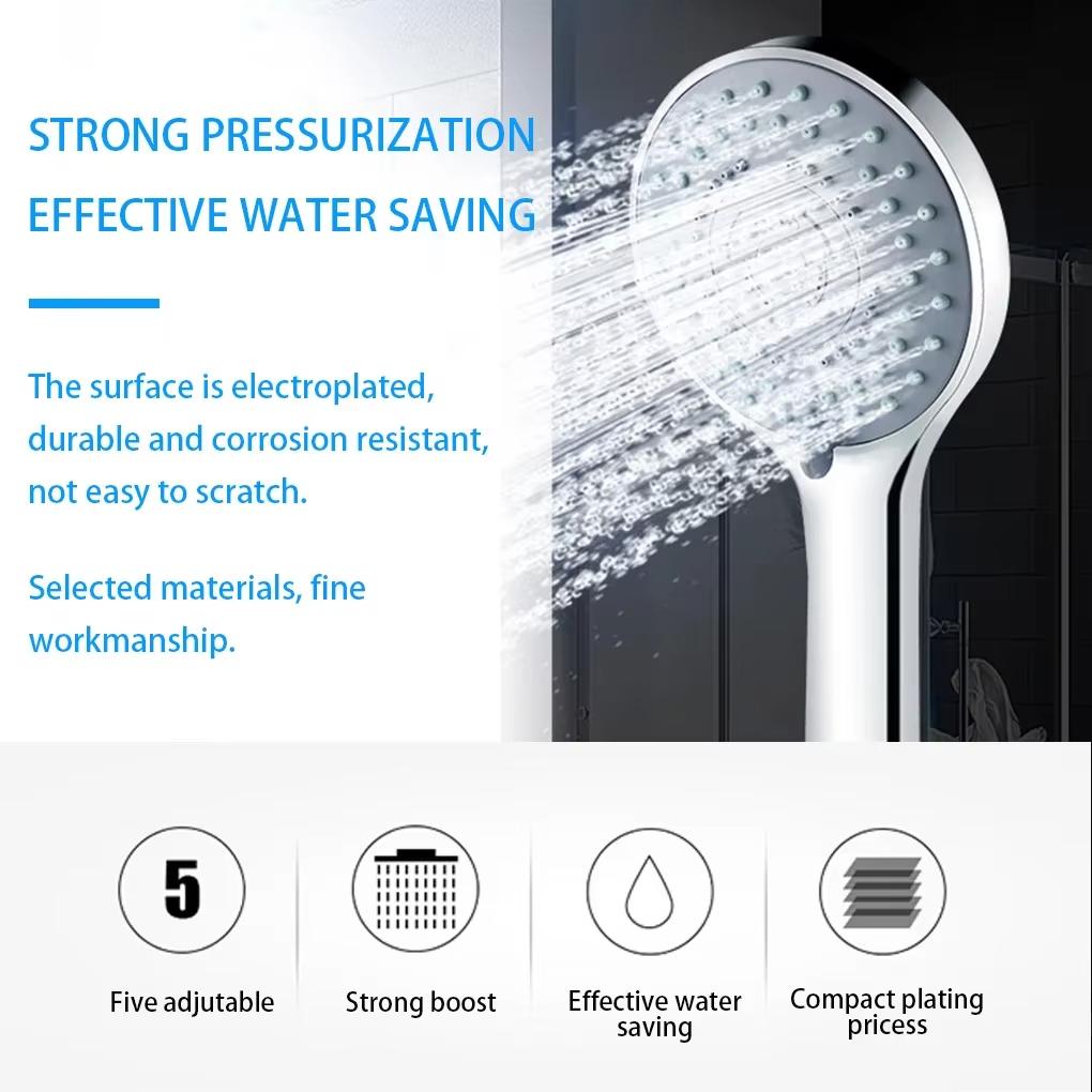 Bathroom Sprinkler, Jet Shower Head, Water Saving, Handheld, Adjustable, 5 Modes, SPA Shower Head, Bathroom Accessories