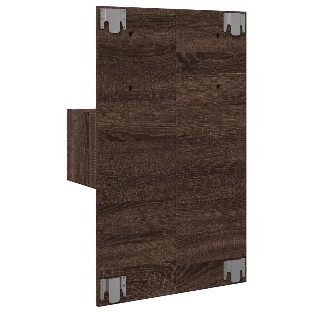 Wall Mounted Nightstand with LED Lighting Brown Oak Effect