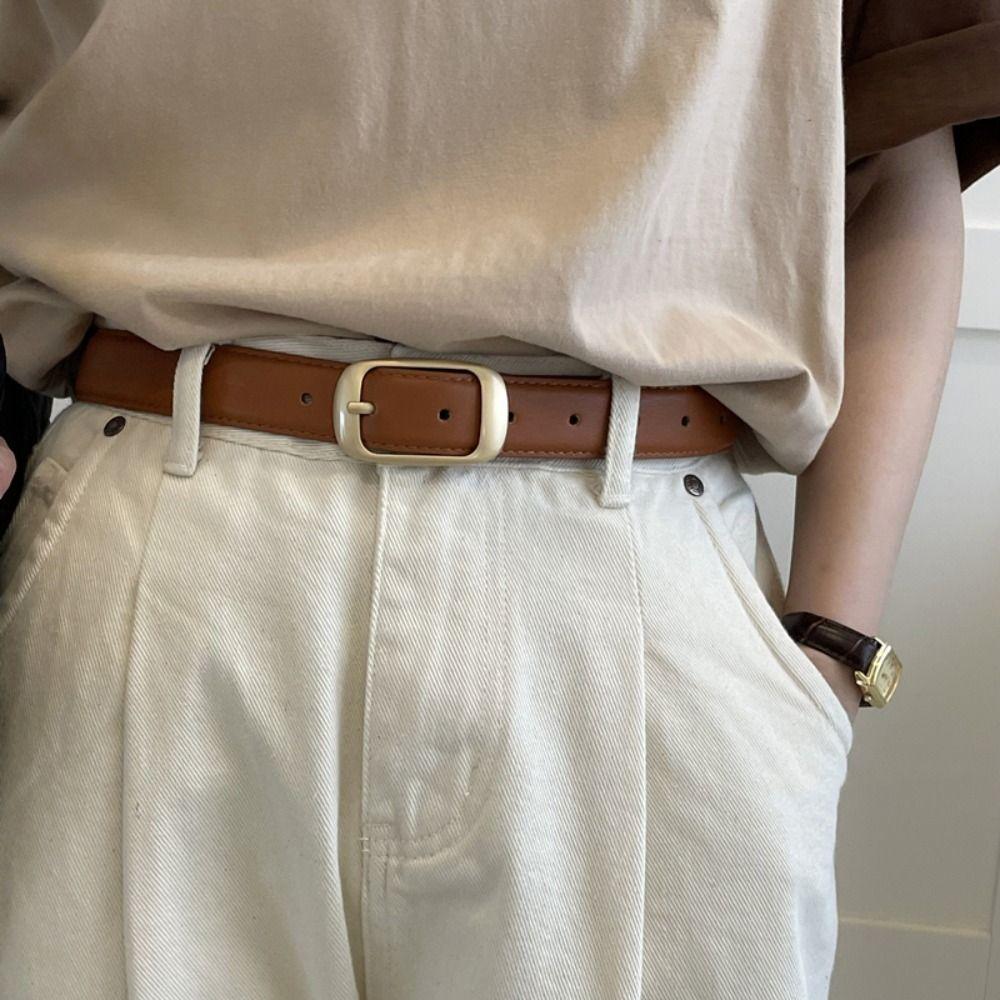 Waist Belt Square Buckle Belt Gold Thin Belt Elegant Dress Decoration