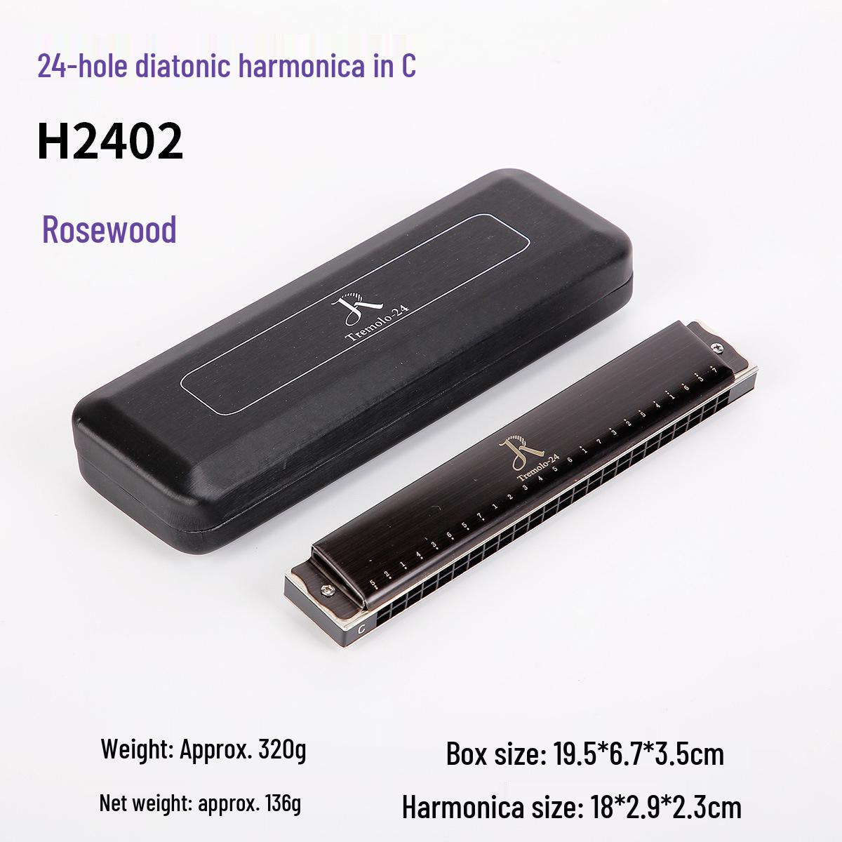 

Jiade Rui 24-Hole Diatonic Harmonica in C Key with Phosphor Bronze Reeds and Stainless Steel Mirror Finish for Children and Adults