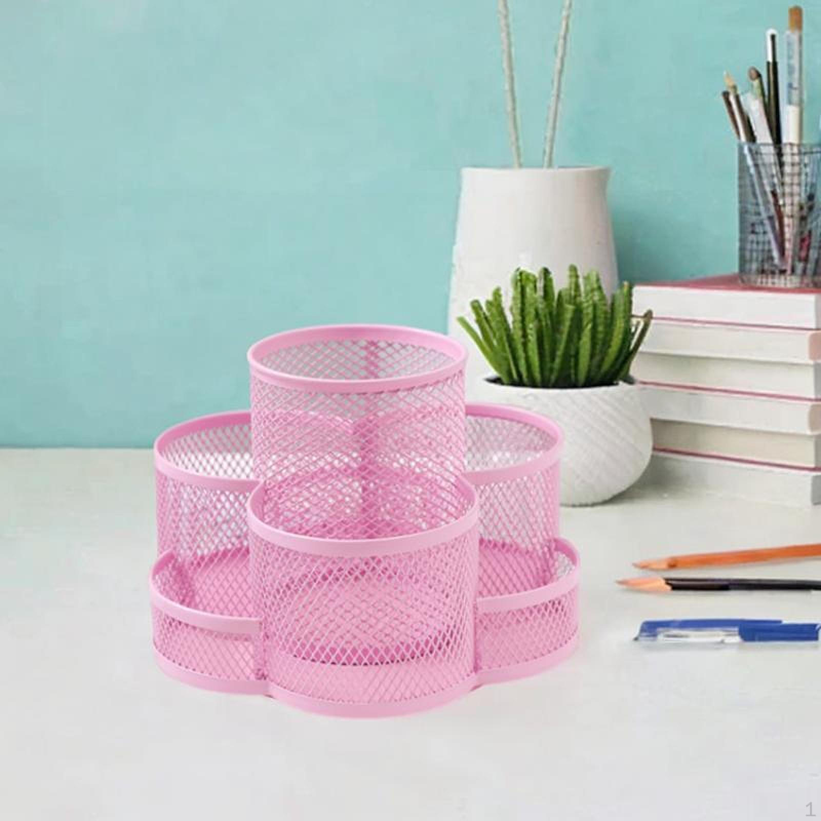 

Metal Pen Holder Makeup Brush Storage Pencil Versatile Decor Creative Container Stationery рожевий
