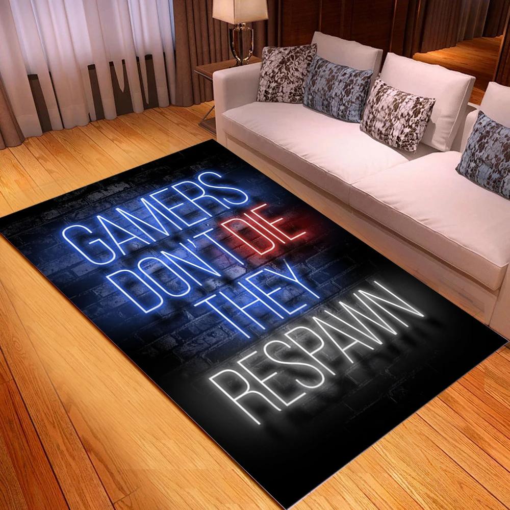 Game Rug for Gamers Boys Teens Kawaii Bedroom Living Room Decor Game Controller Gamepad Carpet Polyester Floor Mat Furry Doormat