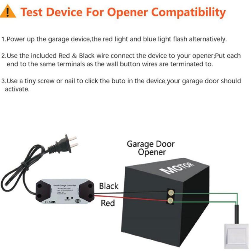 Tuya Graffiti WiFi Garage Door Controller, Alexa & Google Home Compatible (110V-260V)