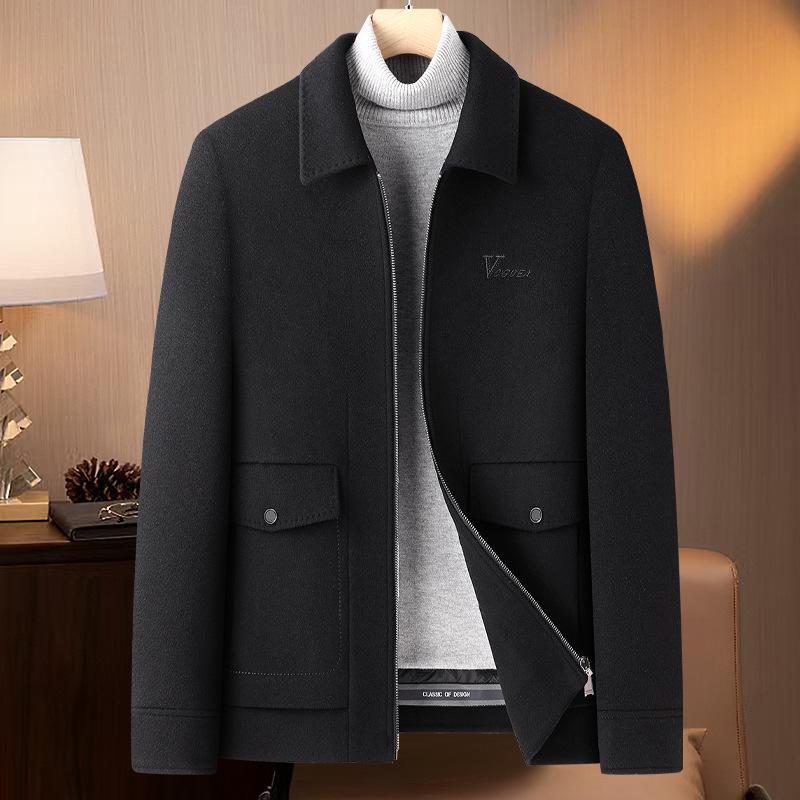 

Men s Double-Sided Woolen Coat with Detachable Down Liner - Casual Lapel Jacket for Middle-Aged and Young Men XL/180/52 (fits 68-78 kg) чорний