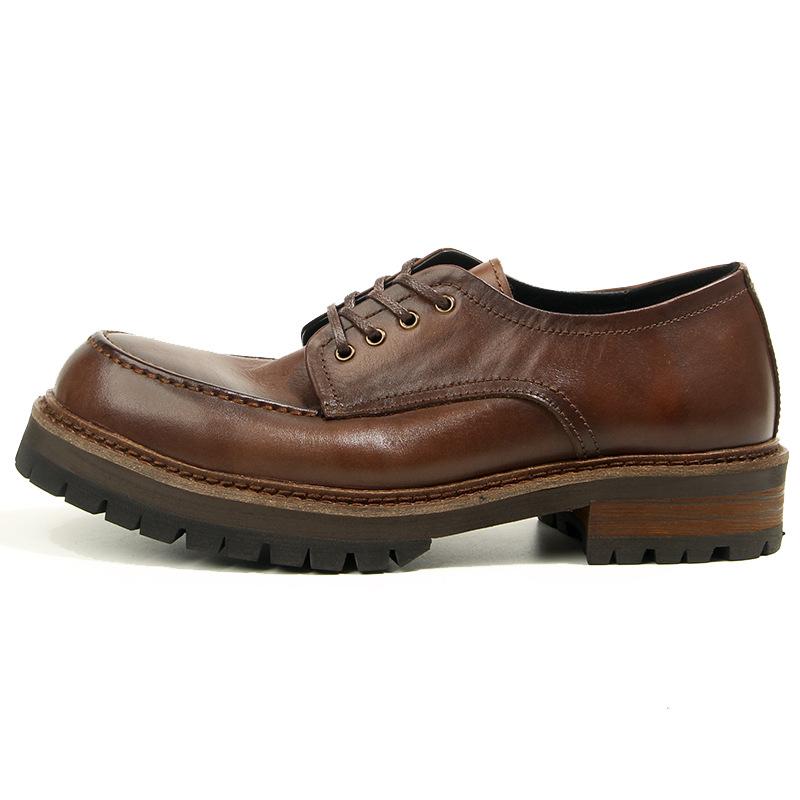 16-6 Retro Leather Fashion Trend Round Head Leather Shoes Hand-Polished Old Tooling Casual Men'S Shoes