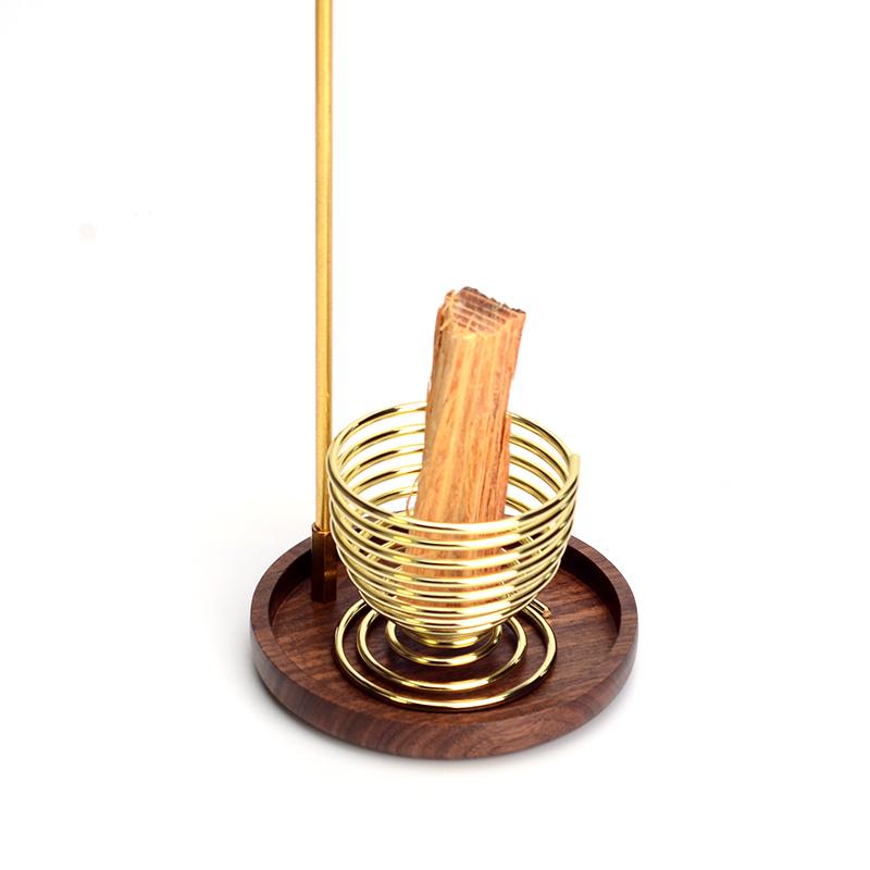 Creative Upside Down Brass Incense Holder Wooden Incense Burner Incense Plate Ash Catcher Buddhism Supplies Home Decor