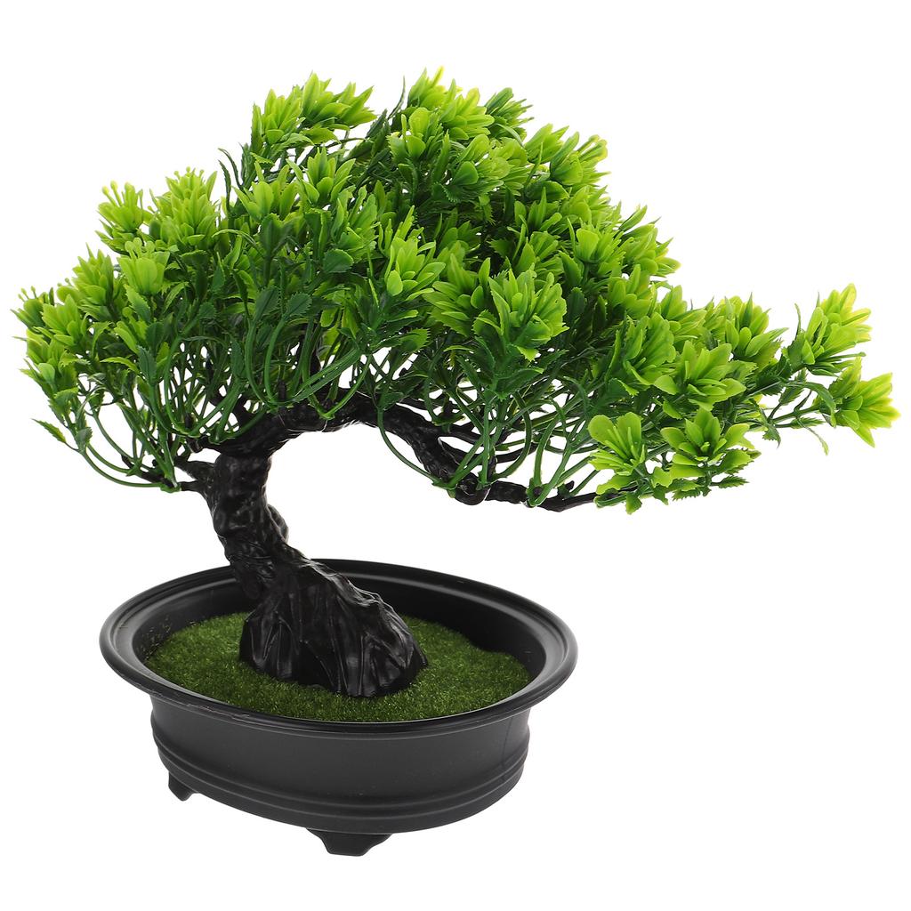 1pc Lifelike Artificial Bonsai Tree Simulation Green Plant Potted Mini Fake Flower for Home Office Decor Imitation Pine Ornament