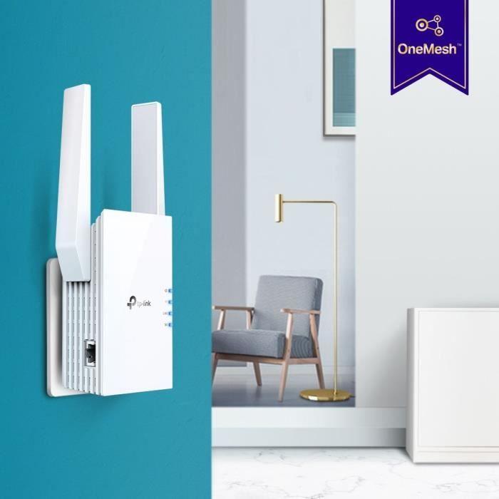 Répéteur WiFi 6 Puissant AX1800 Mbps - TP-Link RE605X - Couvre jusqu'à 100 m² - Double bande - Compatible avec toutes les box
