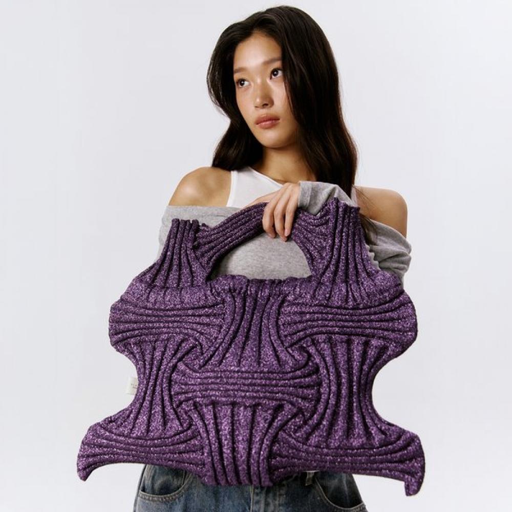 

Pleatsmama Big Bow Bag Deep Purple Glitter Single option