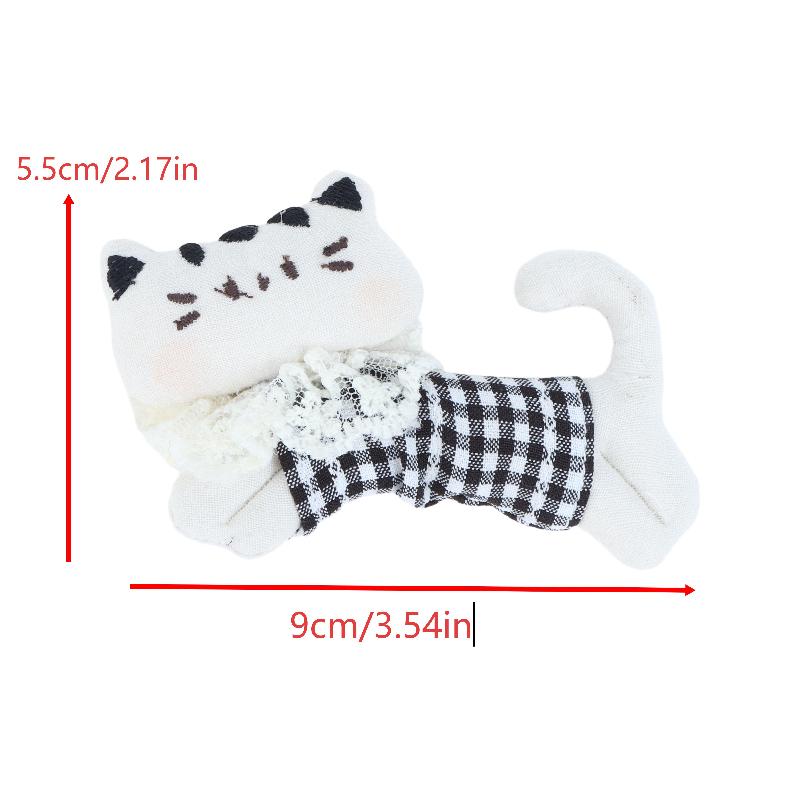 Soft Plaid Fabric Stuffed Kitten Ornament Cute Plush Cat Patch DIY Handmade Accessory for Scrapbooking Clothes Bag Decor