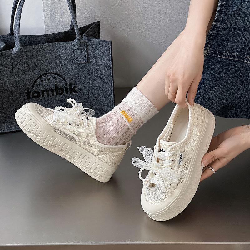 Mesh Women's Skirt Summer Thin Breathable Campus Student Platform Biscuit Shoes Casual Board Shoes
