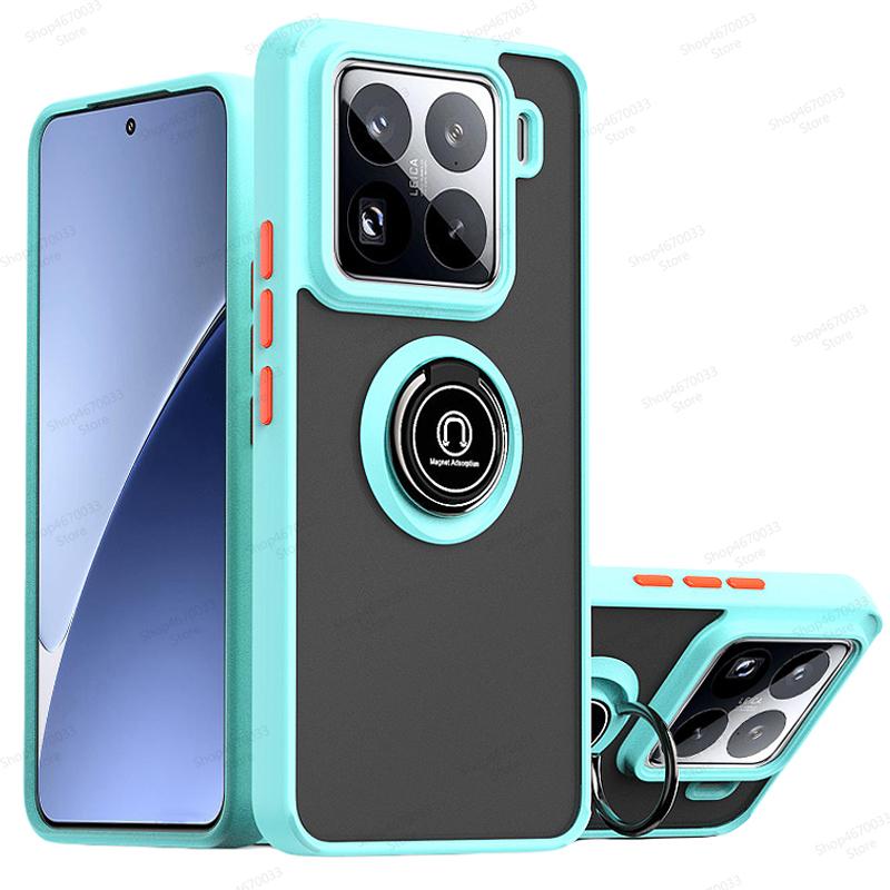 

Матовый бронированный магнитный чехол для телефона для Xiaomi 15 14T 14 13T 13 12T Pro 14 13 Ultra Чехол с кольцом-держателем для Xiaomi 13 12 11 Lite Funda For Mi 13T Pro небесно-голубой
