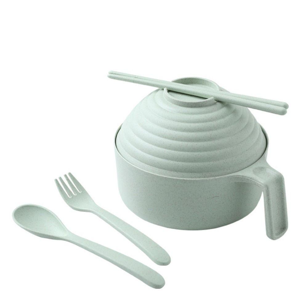 Tableware Set Kitchen Tools Household Chopsticks Spoon Fork Cutlery Box Instant Noodles Bowl зелёный