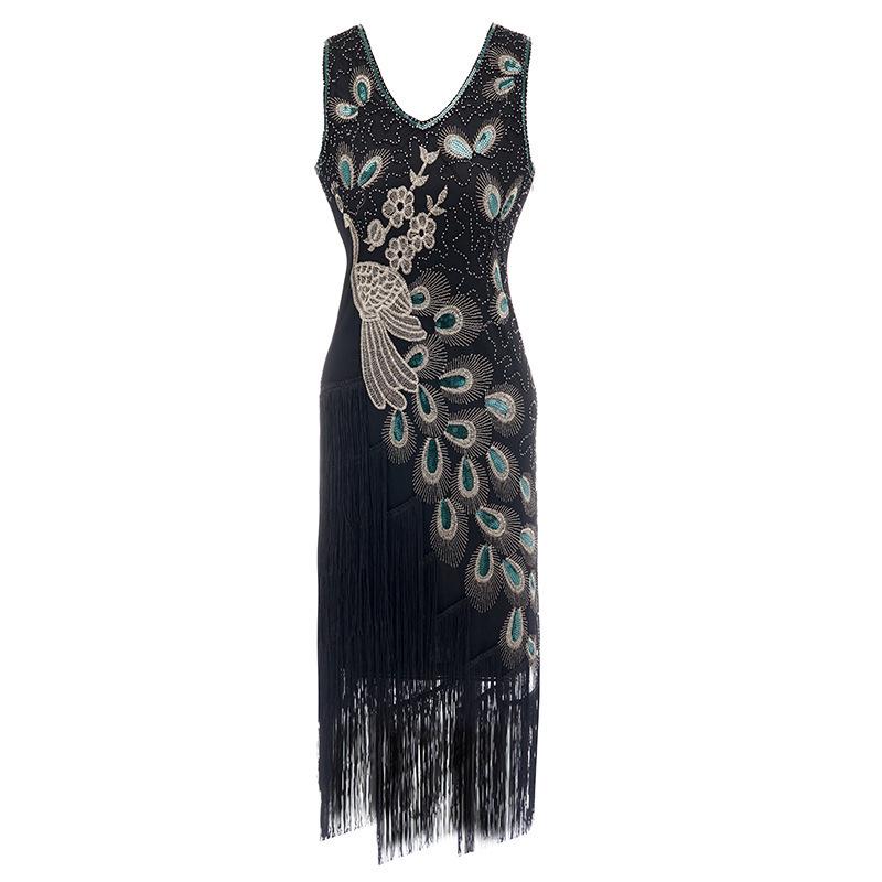 Gatsby 1920s Retro Pailletten Kwastjes Kralen Avondjurk